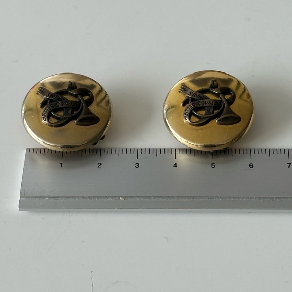 Vintage Hermès Ribbon and French Horn Clip Earrings - Picture 6 of 9